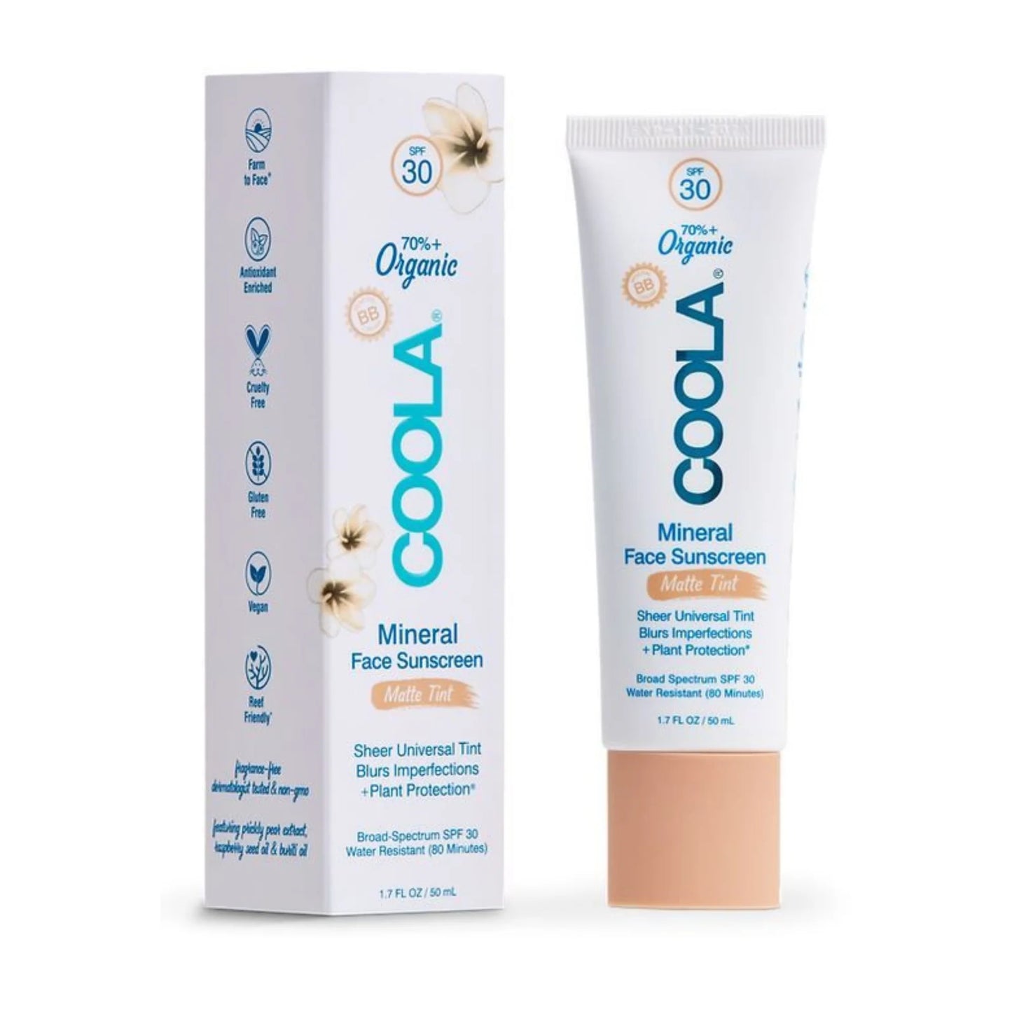 Crème solaire minéral visage teintée coola